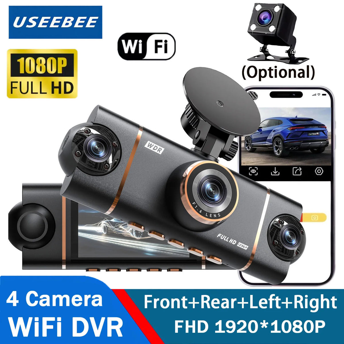 4-Camera 1080P WiFi Dash Cam