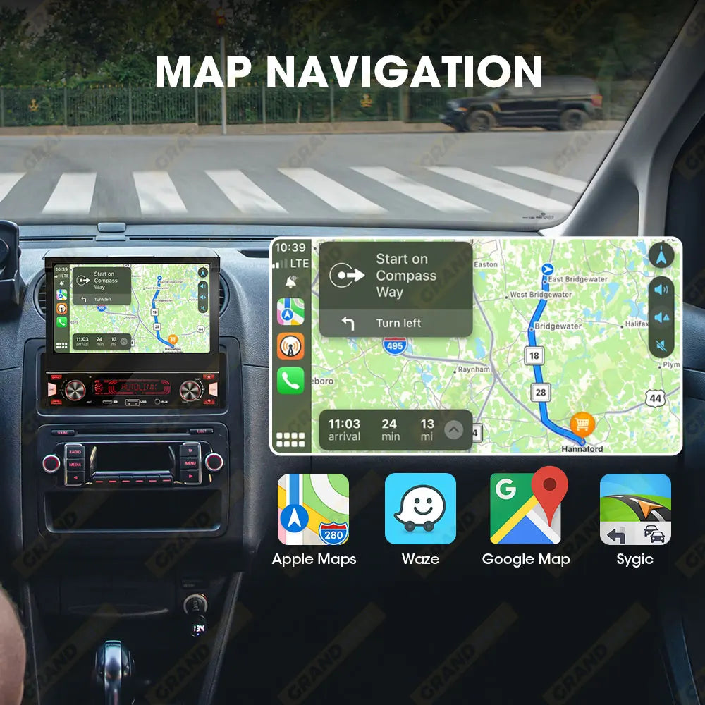 7" Retractable Wireless Android Auto Car Stereo – 1DIN MP5 Player