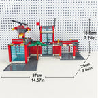 City Fire Station Building Block Set with Fire Truck &amp; Rescue Helicopter