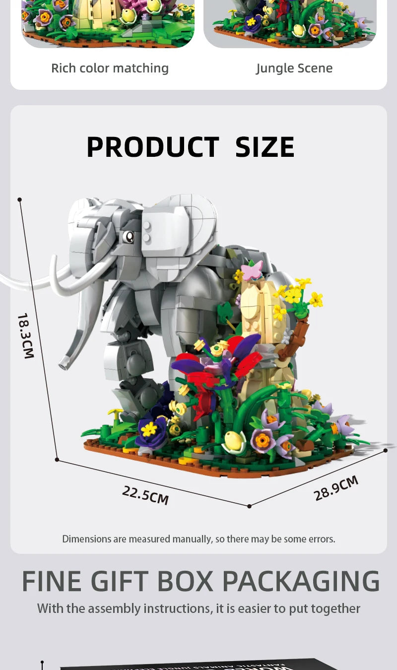 1306PCS Elephant Building Blocks – Animal Display Model