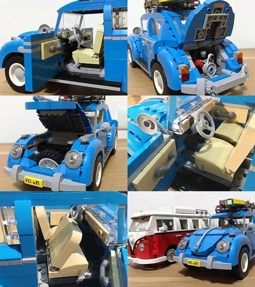 Blue Beetle Camper Van Building Block Set – 1,167 Pieces