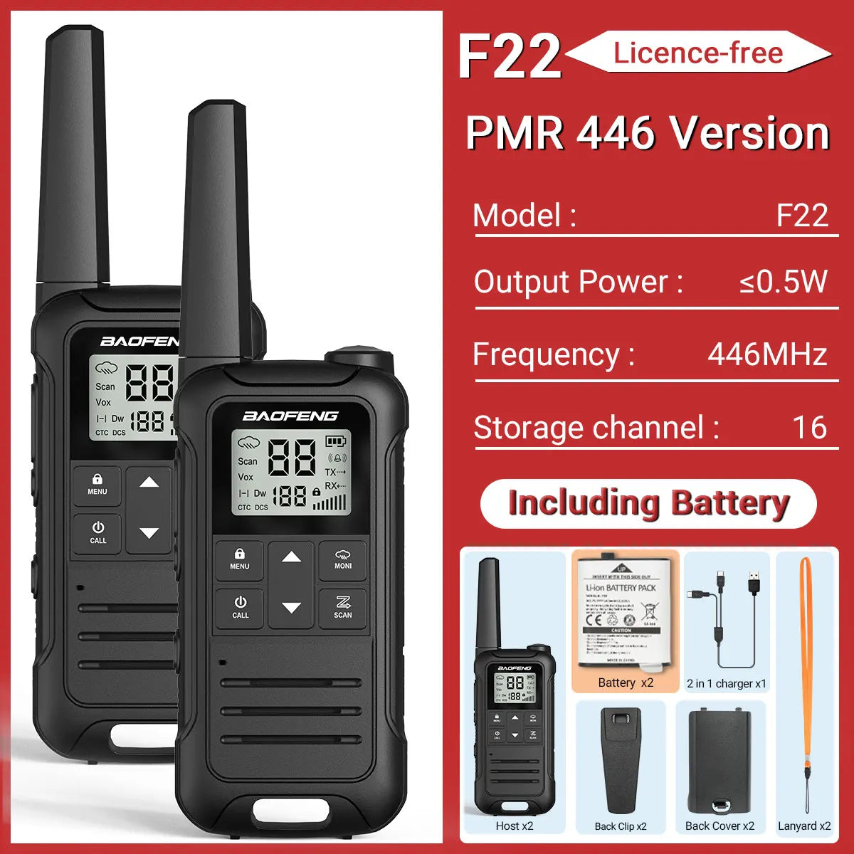 Baofeng F22 Walkie Talkie Twin Pack – Long Range