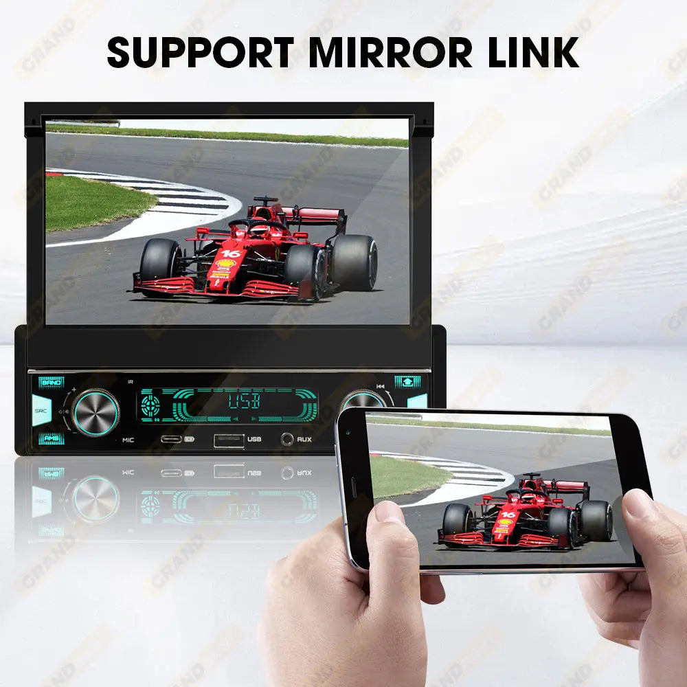7" Retractable Wireless Android Auto Car Stereo – 1DIN MP5 Player