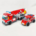 City Fire Station Building Block Set with Fire Truck &amp; Rescue Helicopter