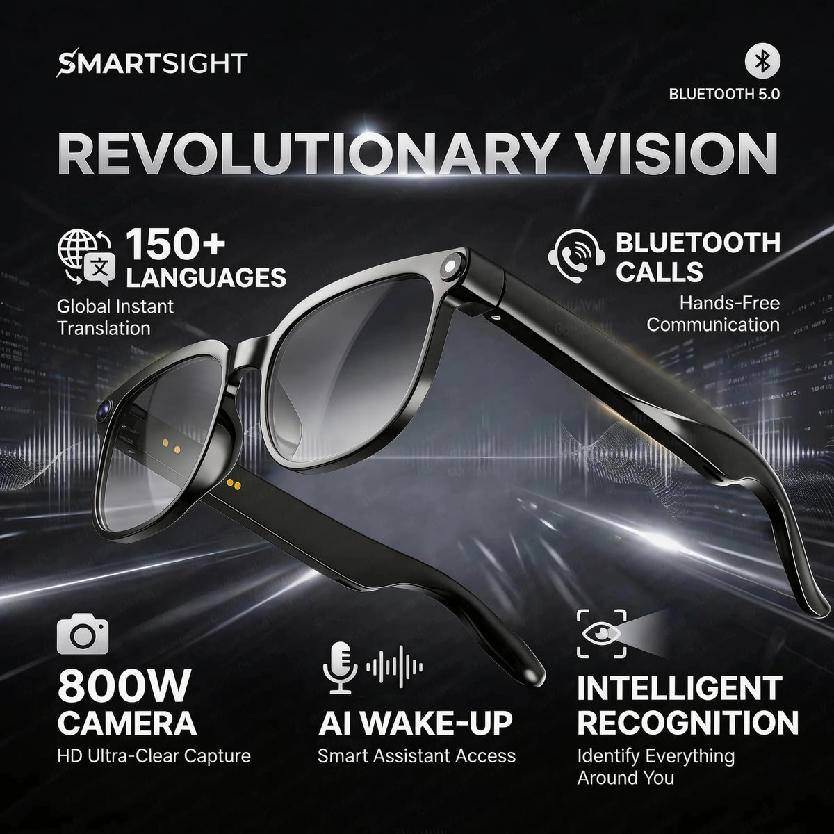 M02S AI Smart Glasses – 8MP Camera