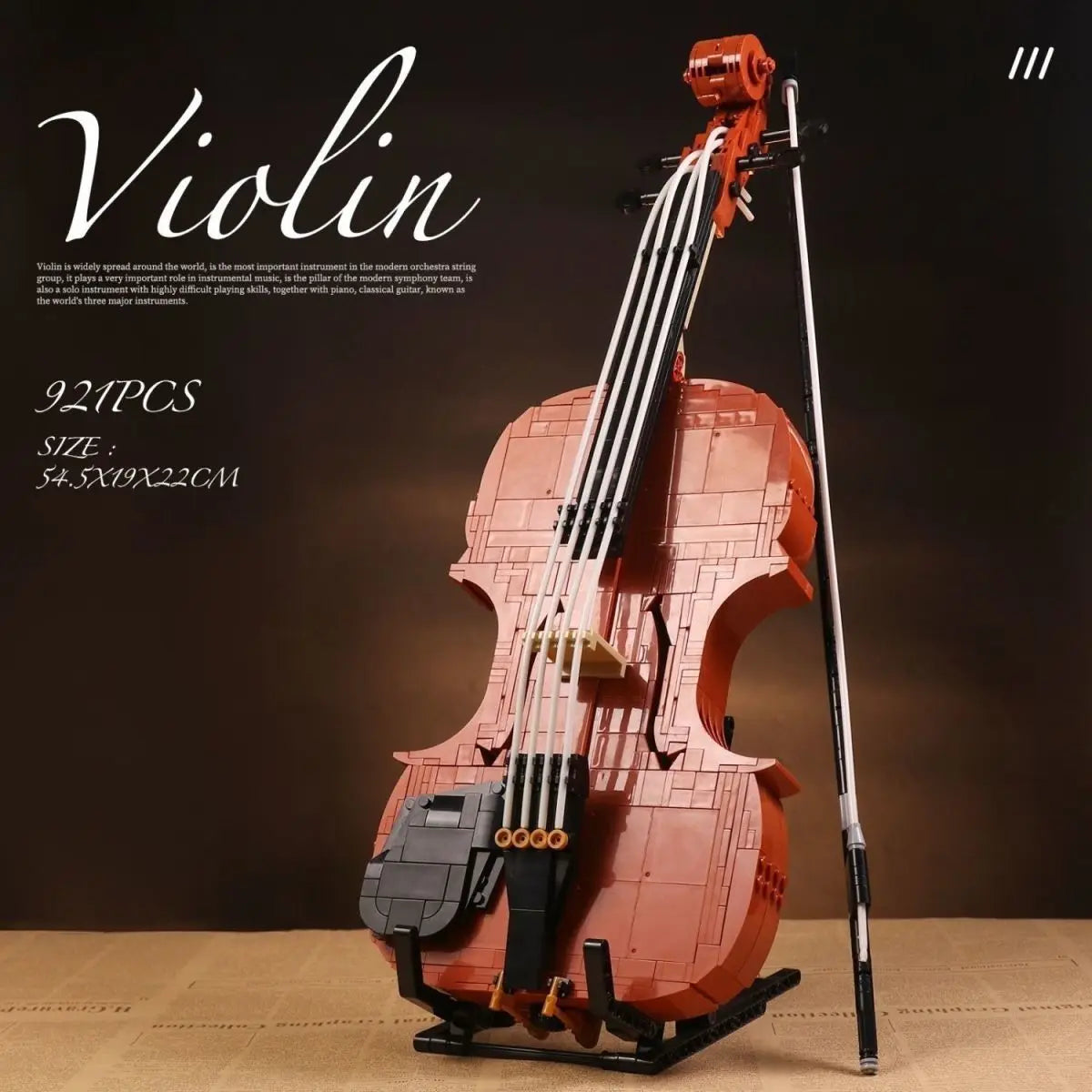 921 Pieces - Violin, Bow &amp; Display Stand Building Block Set
