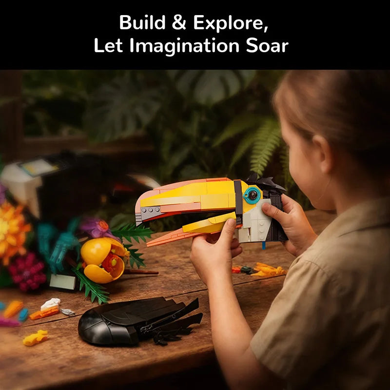 1068PCS Toucan Bird Building Blocks – Colourful 3D Animal Display Model