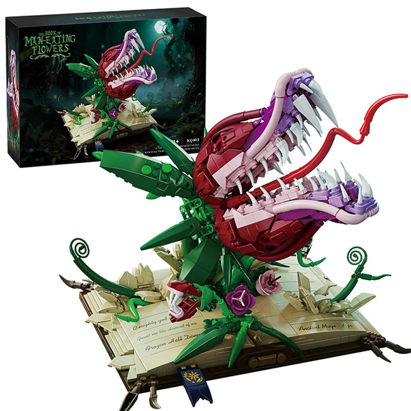 Creative MOC Carnivorous Plant Magic Book Building Blocks Collection Home Decoration Bricks Construction Toys For Children Gift