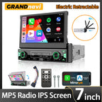 7" Retractable Wireless Android Auto Car Stereo – 1DIN MP5 Player
