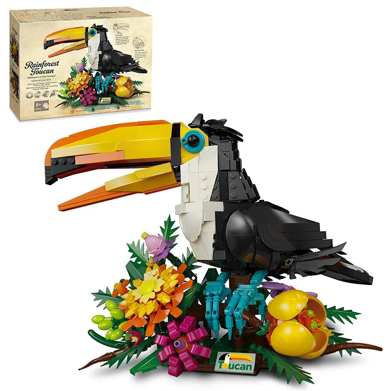 1068PCS Toucan Bird Building Blocks – Colourful 3D Animal Display Model