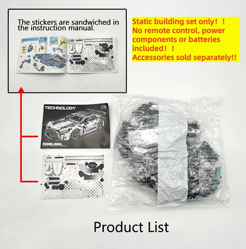 1:14 Scale Technical Racing Car Building Block Set – 1,310 Pieces