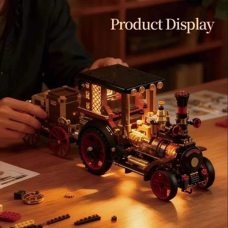 Vintage Mechanical Steam Car Building Block Set – 1,331 Pieces