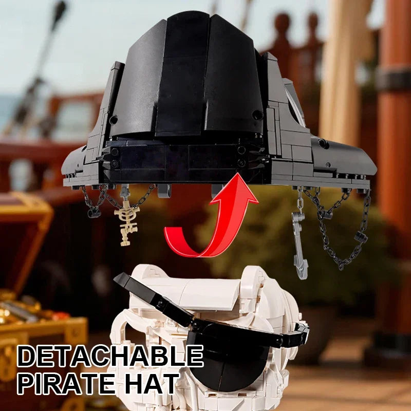 1,176PCS Pirate Captain Skull Building Set