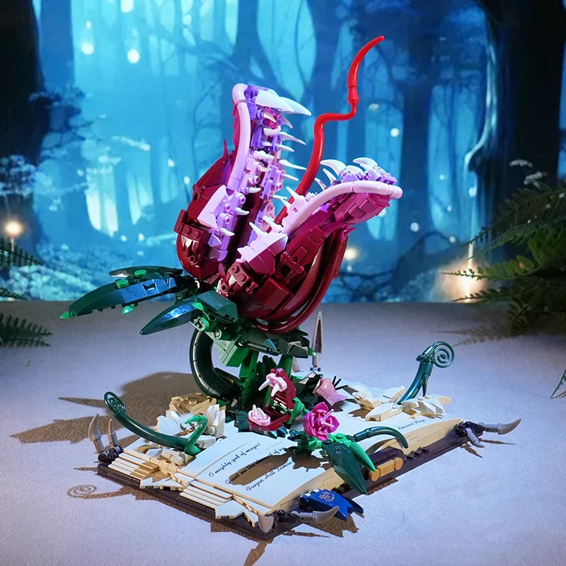 Creative MOC Carnivorous Plant Magic Book Building Blocks Collection Home Decoration Bricks Construction Toys For Children Gift