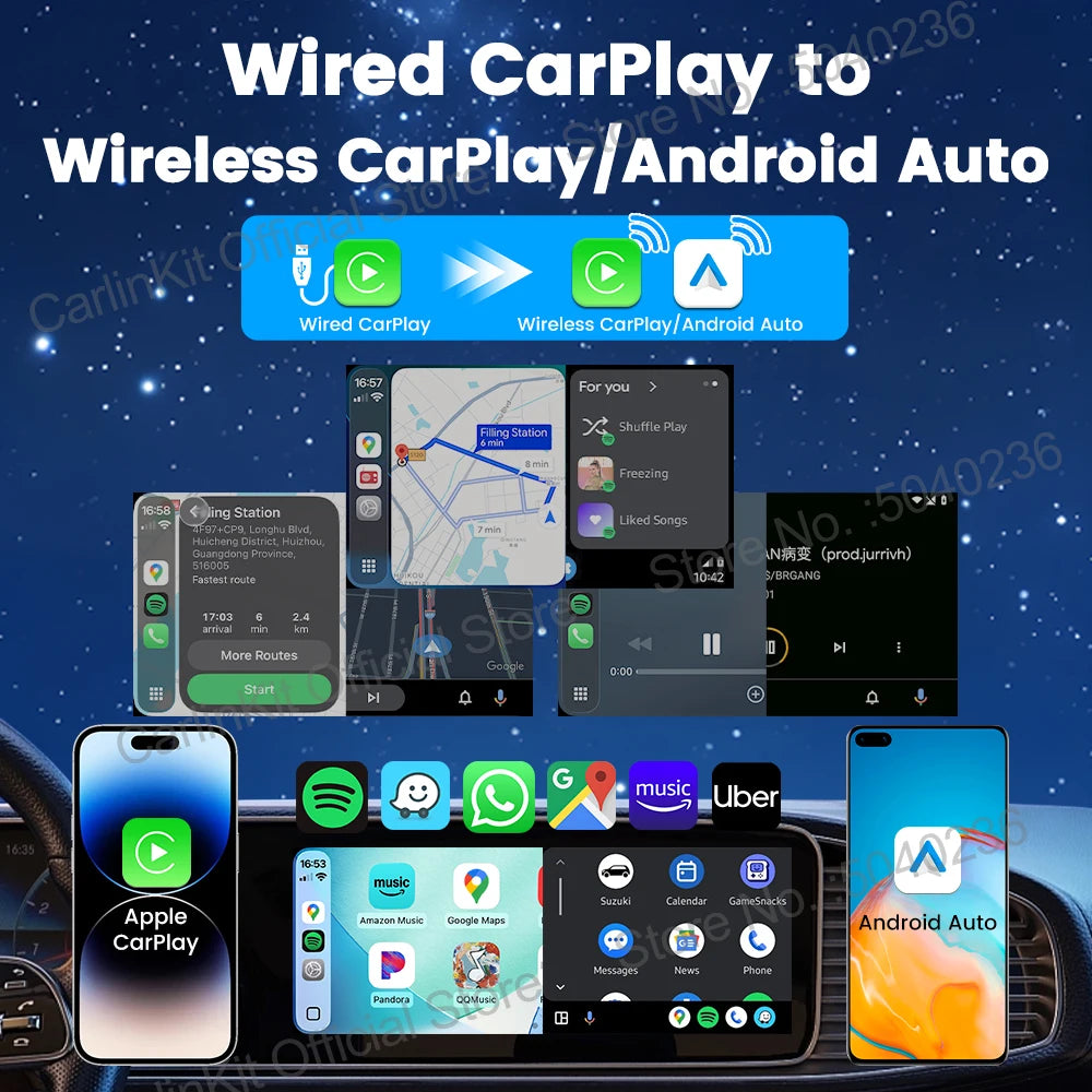 CarlinKit 4.0 CP2A Wireless CarPlay &amp; Android Auto Adapter