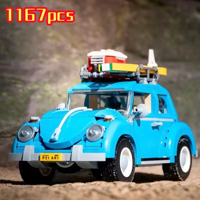 Blue Beetle Camper Van Building Block Set – 1,167 Pieces