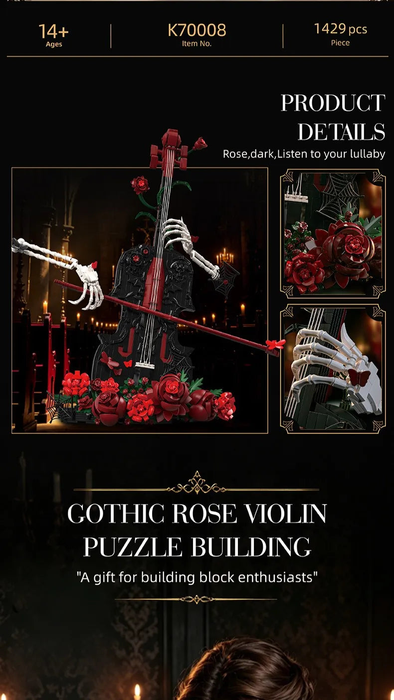 1,429 Pieces - Gothic Skeleton Cello Building Block Set