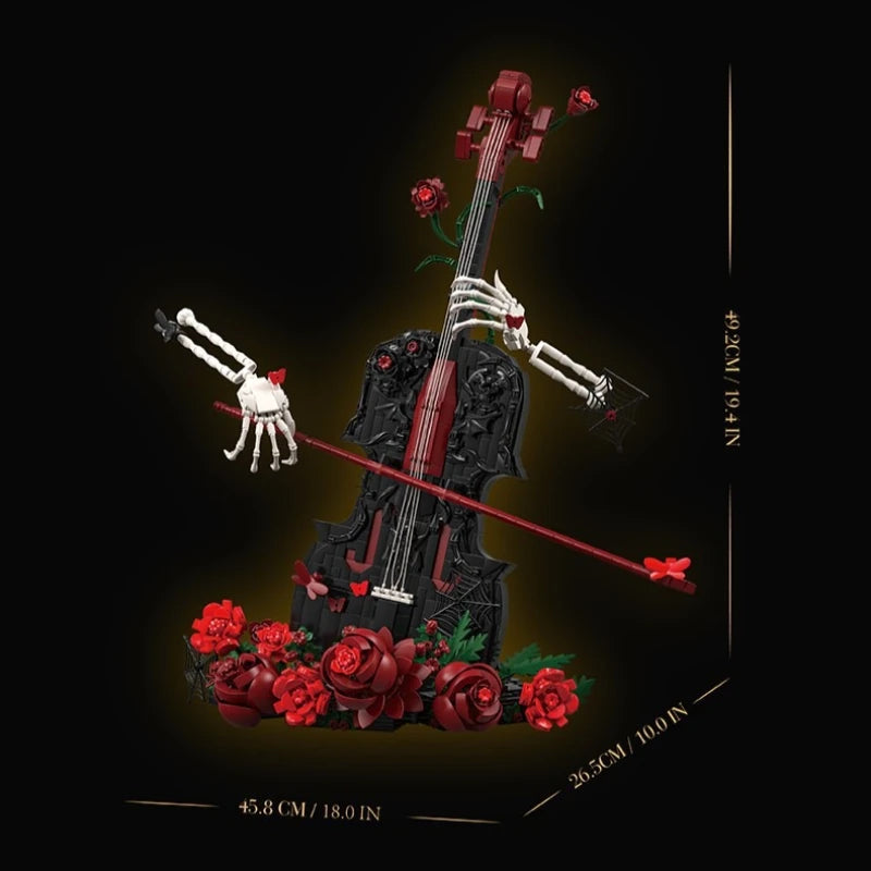 1,429 Pieces - Gothic Skeleton Cello Building Block Set