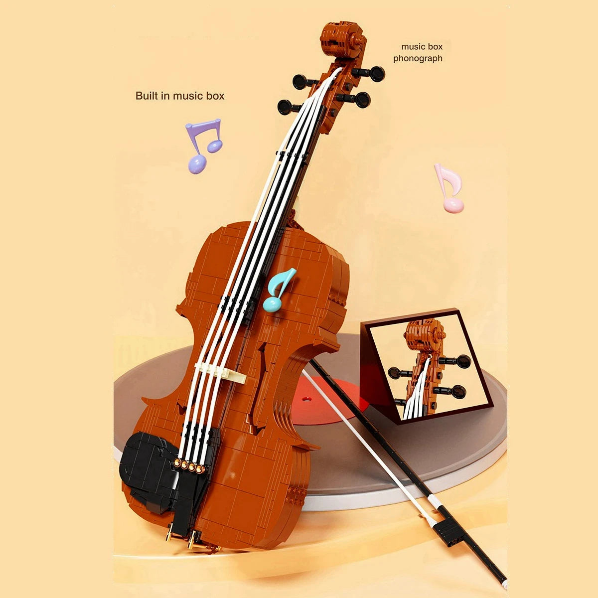 921 Pieces - Violin, Bow &amp; Display Stand Building Block Set