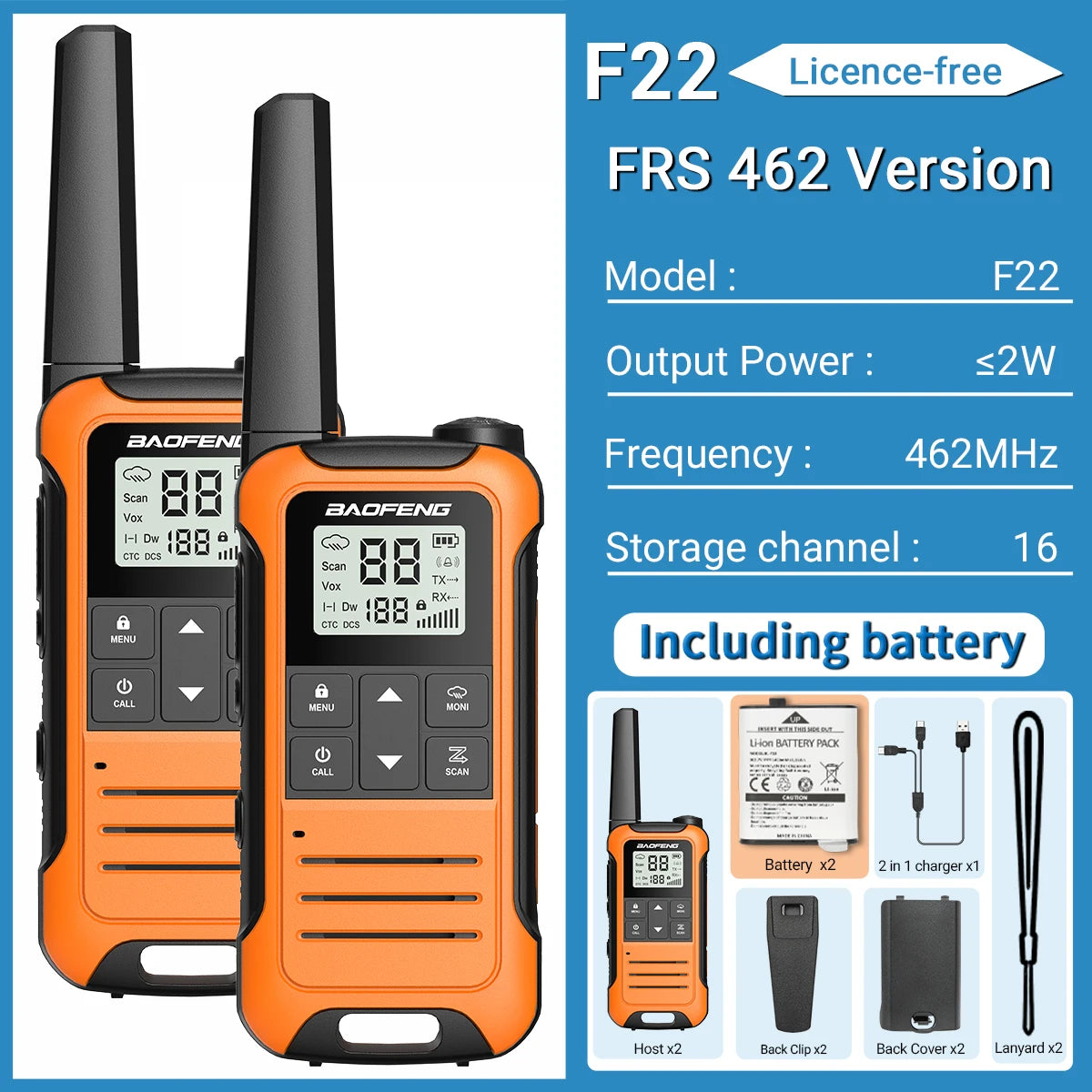 Baofeng F22 Walkie Talkie Twin Pack – Long Range