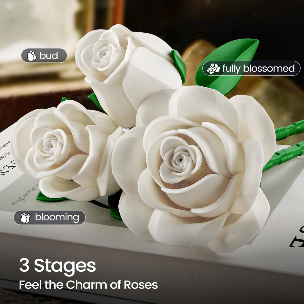 12 Rose White Bouquet Building Set