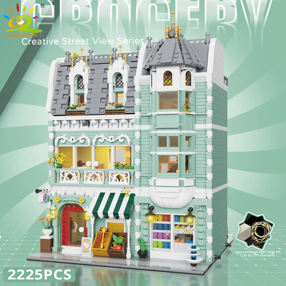 HUIQIBAO City Corner Coffee Shop Micro Building Blocks – 5 Sets to Collect