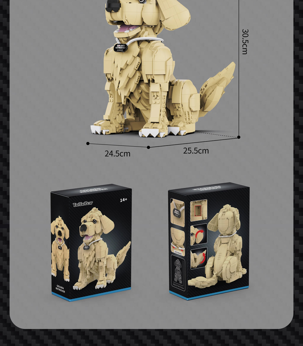 1754PCS Golden Retriever Building Blocks – Dog Display Model