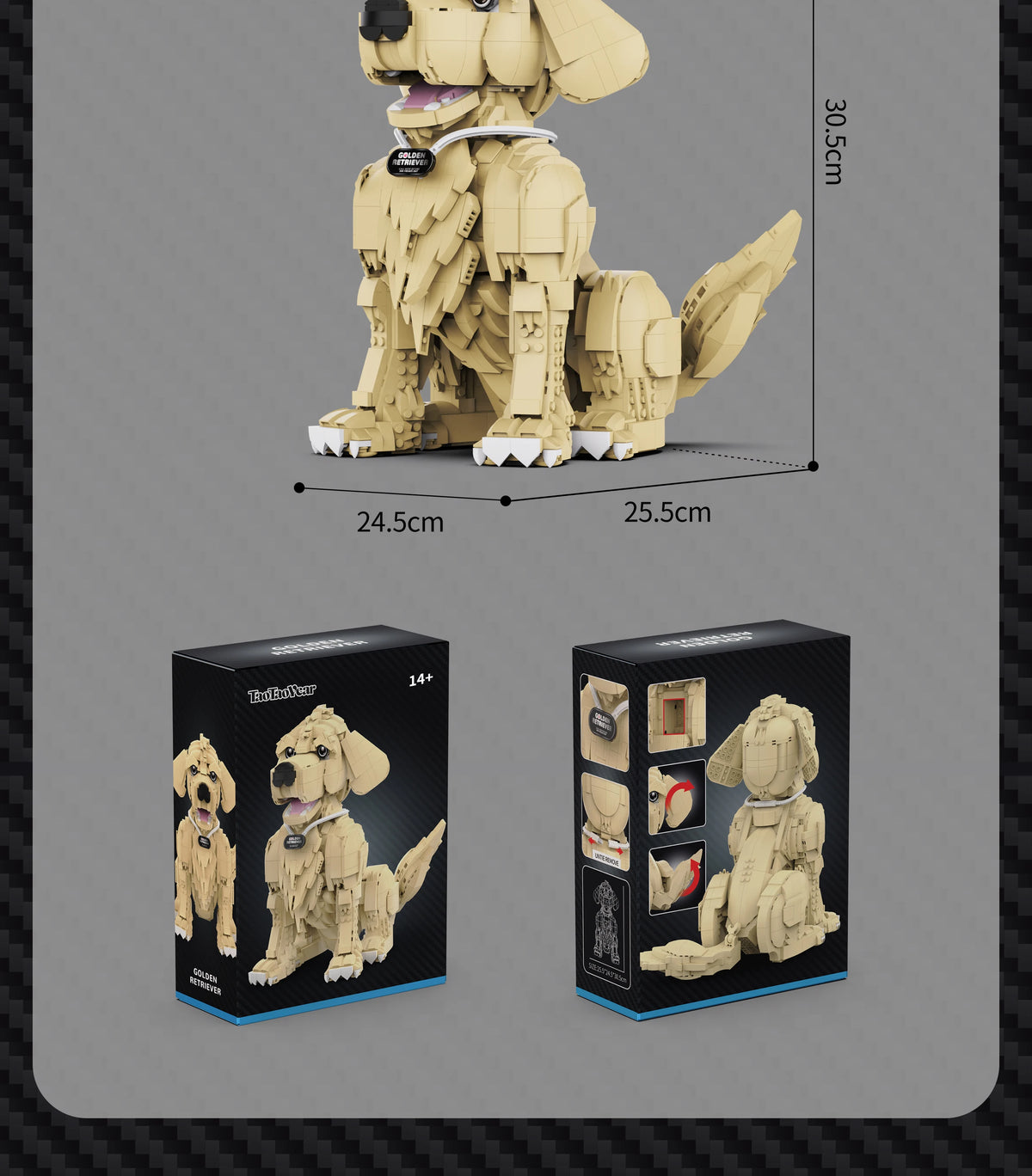 1754PCS Golden Retriever Building Blocks – Dog Display Model