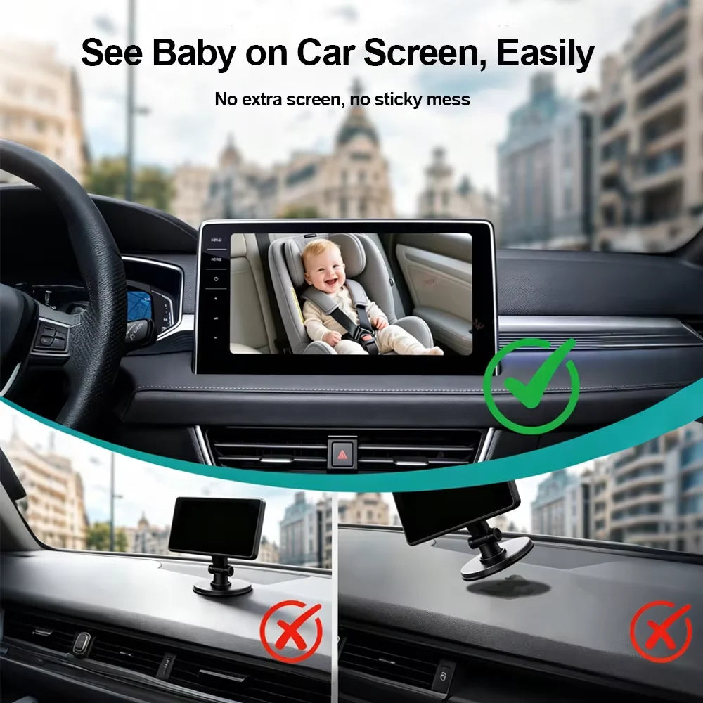 Baby Car Camera with Wireless CarPlay & Android Auto