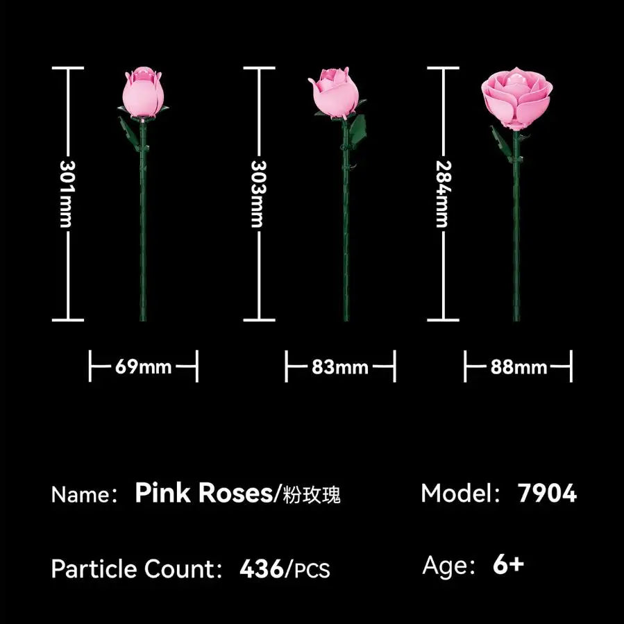 436PCS Rose Bouquet Building Set