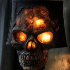 Lava Stone Skull LED Lamp – Gothic Halloween Resin Table Light