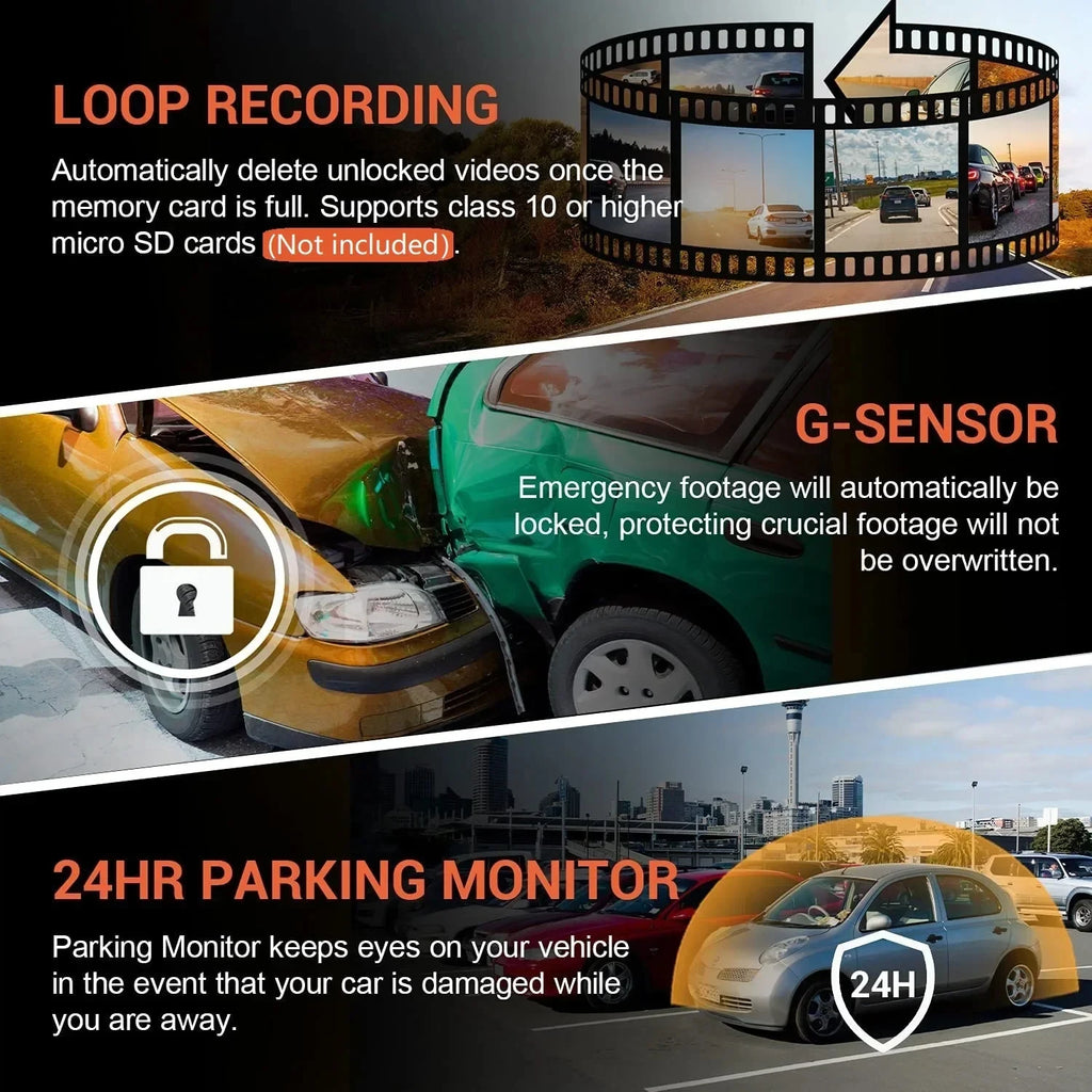 1080P WiFi Dual Dash Cam – Front + Interior