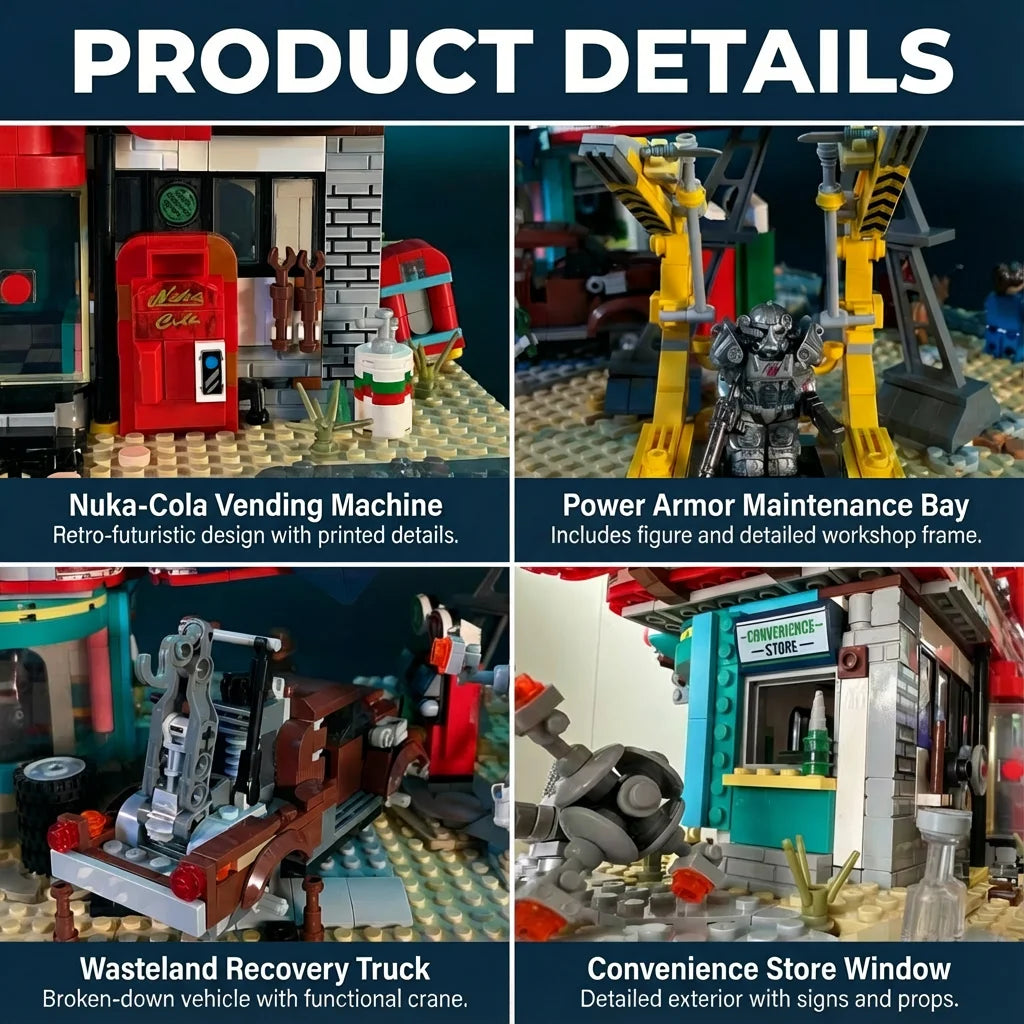 2,221PCS Abandoned Gas Station Building Set