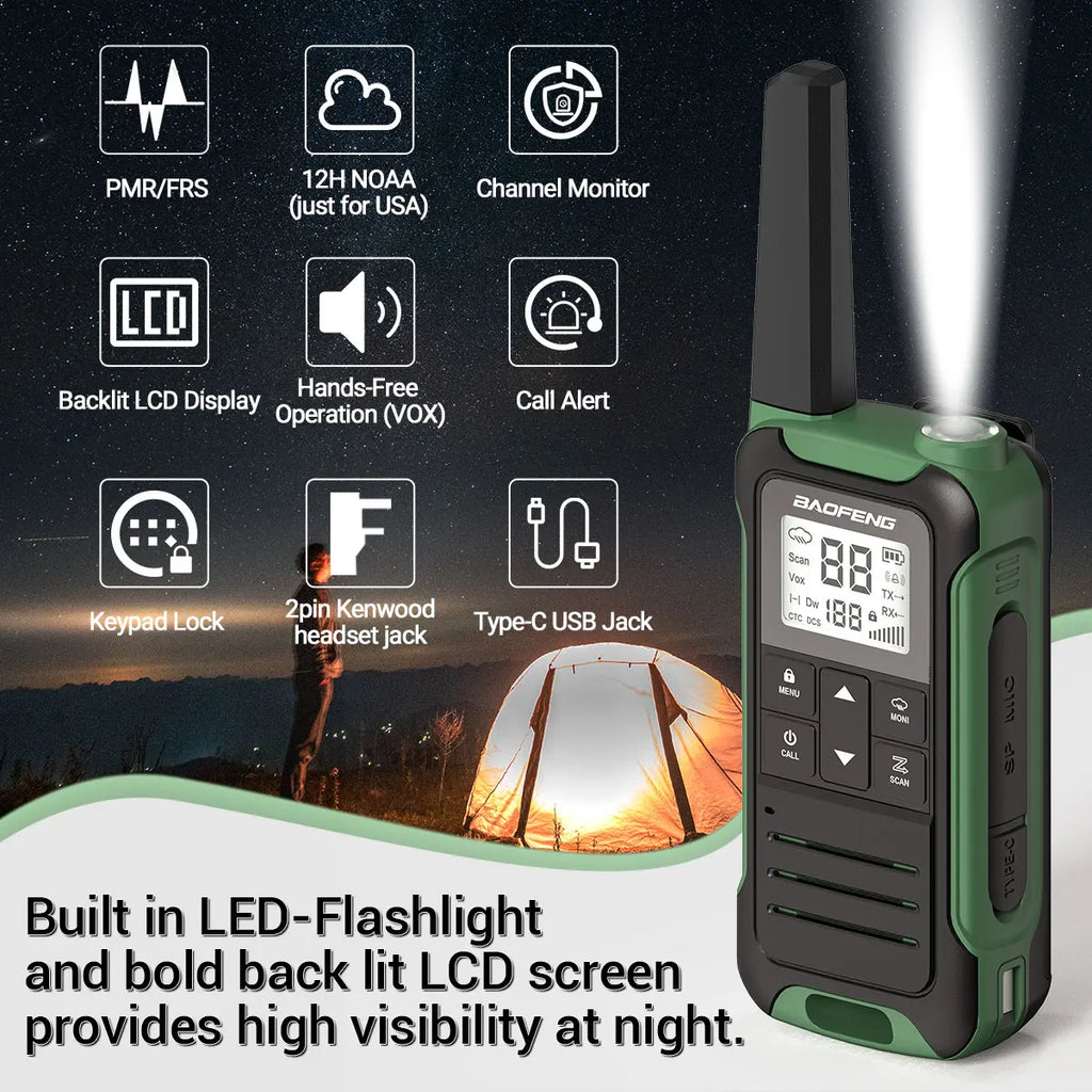 Baofeng F22 Walkie Talkie Twin Pack – Long Range PMR/FRS Two-Way Radios
