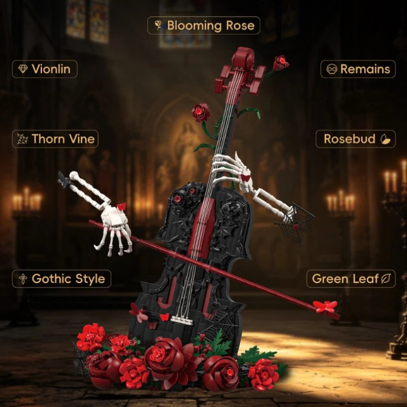 1,429 Pieces - Gothic Skeleton Cello Building Block Set