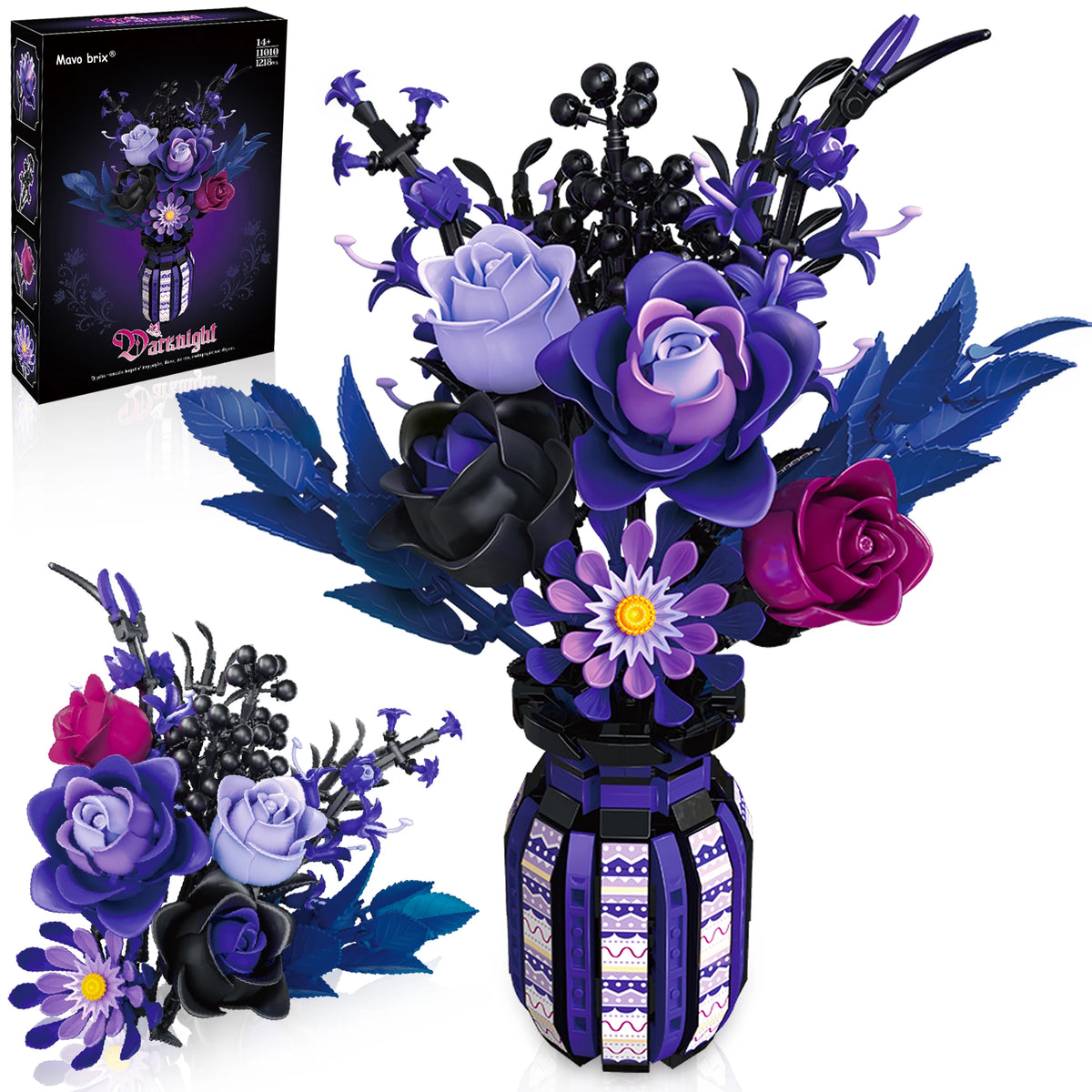 1218/822 PCS Dark Romance Gothic Bouquet Building Set – 2 Designs