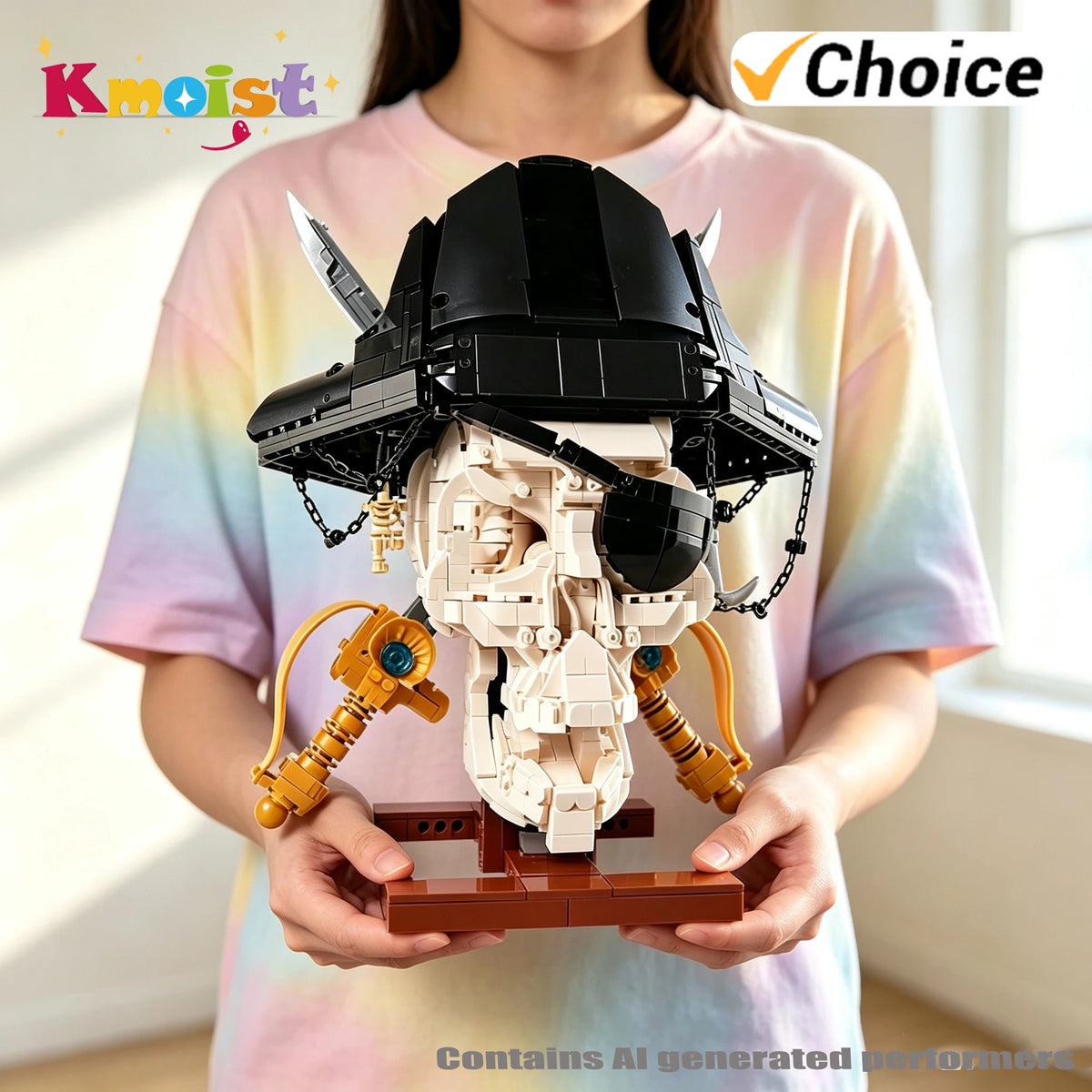 1,176PCS Pirate Captain Skull Building Set