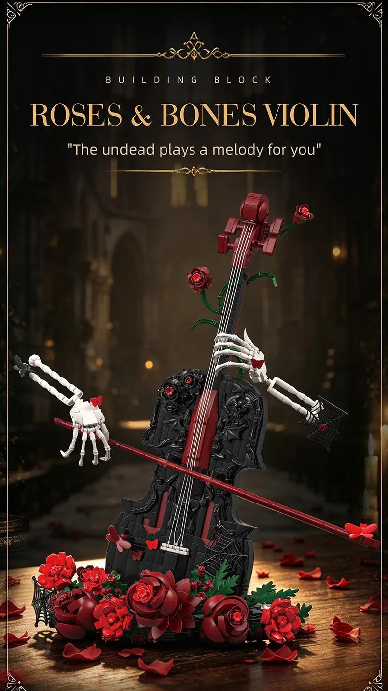 1,429 Pieces - Gothic Skeleton Cello Building Block Set