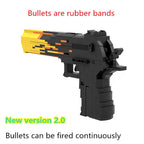 2.0 Upgraded Desert Eagle Building Block Set – Continuous Firing Rubber Band Launcher
