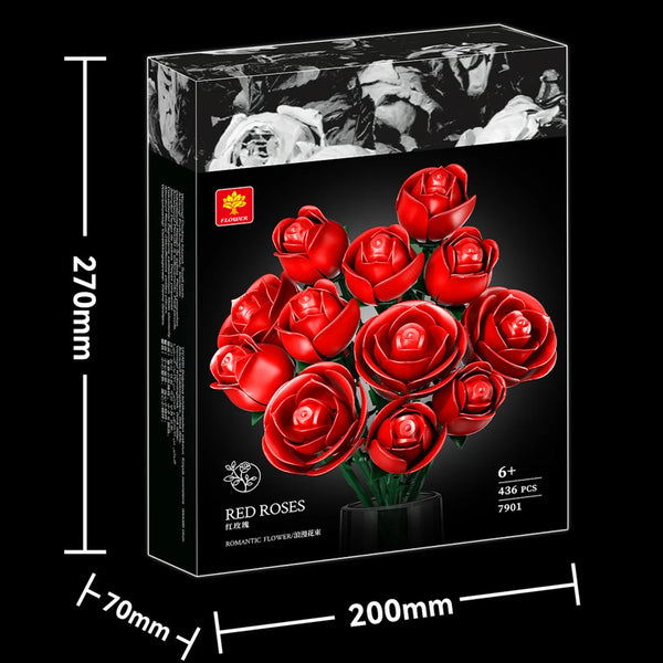 436PCS Rose Bouquet Building Set