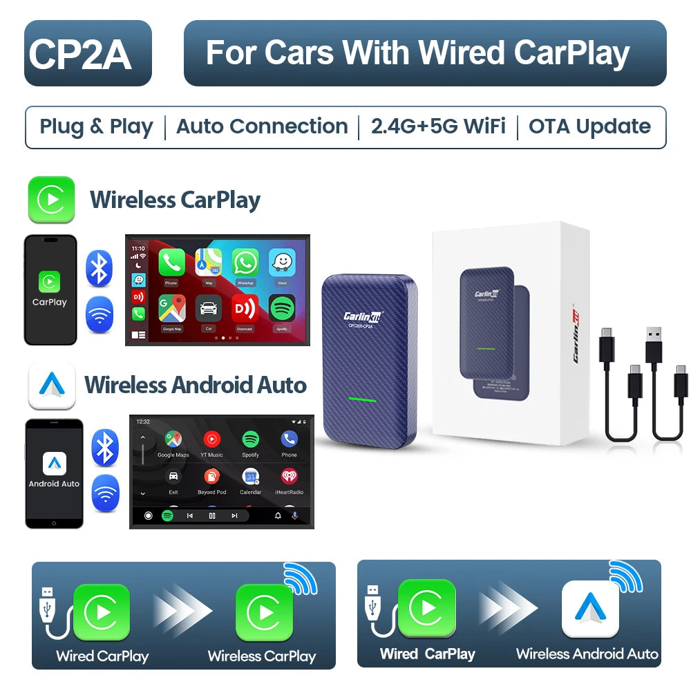 CarlinKit 4.0 CP2A Wireless CarPlay &amp; Android Auto Adapter