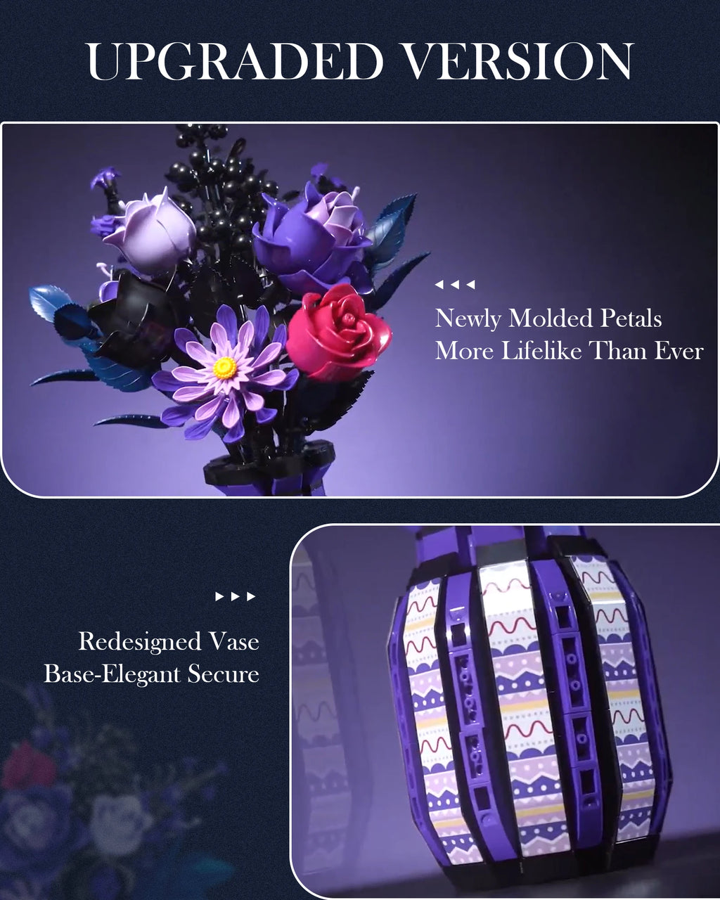 1218/822 PCS Dark Romance Gothic Bouquet Building Set – 2 Designs