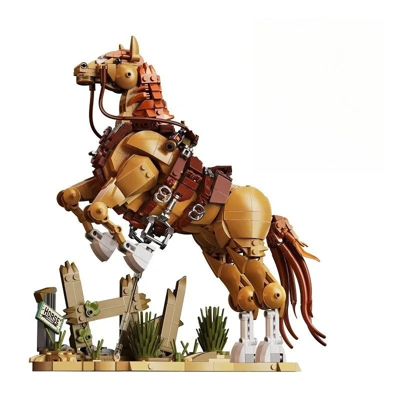 1258PCS Western Cowboy & Horse Building Blocks – 2-in-1 Display Model