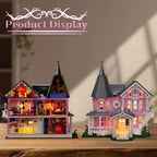 MOC Coraline™ The Pink Palace House Building Set – 1,349 Pieces with LED Lights