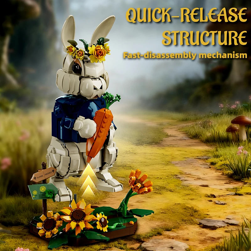 1258PCS Pastoral Rabbit Building Blocks – Floral Countryside Display Model