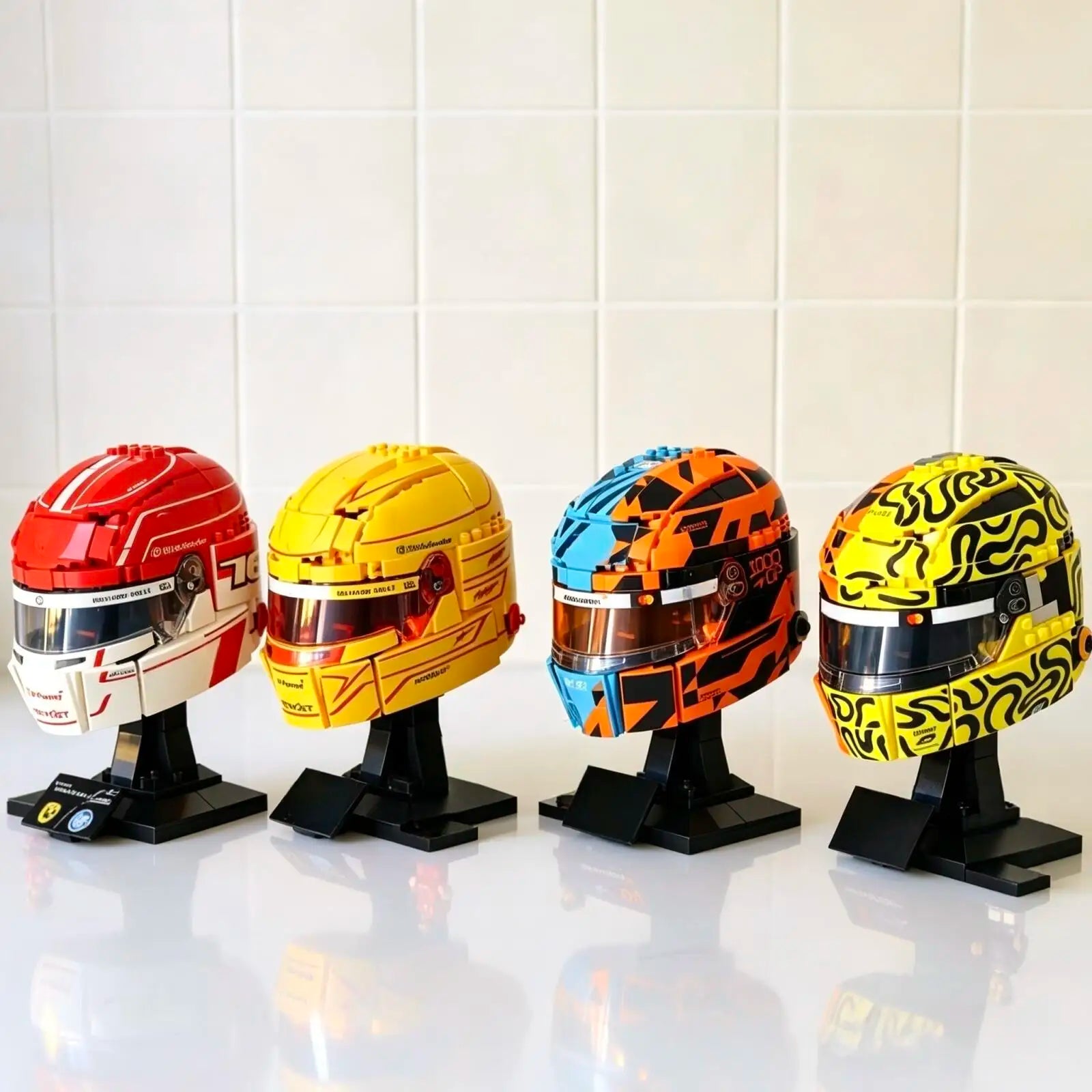 Formula Racing Driver Helmet Building Block Collection