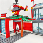 City Fire Station Building Block Set with Fire Truck &amp; Rescue Helicopter