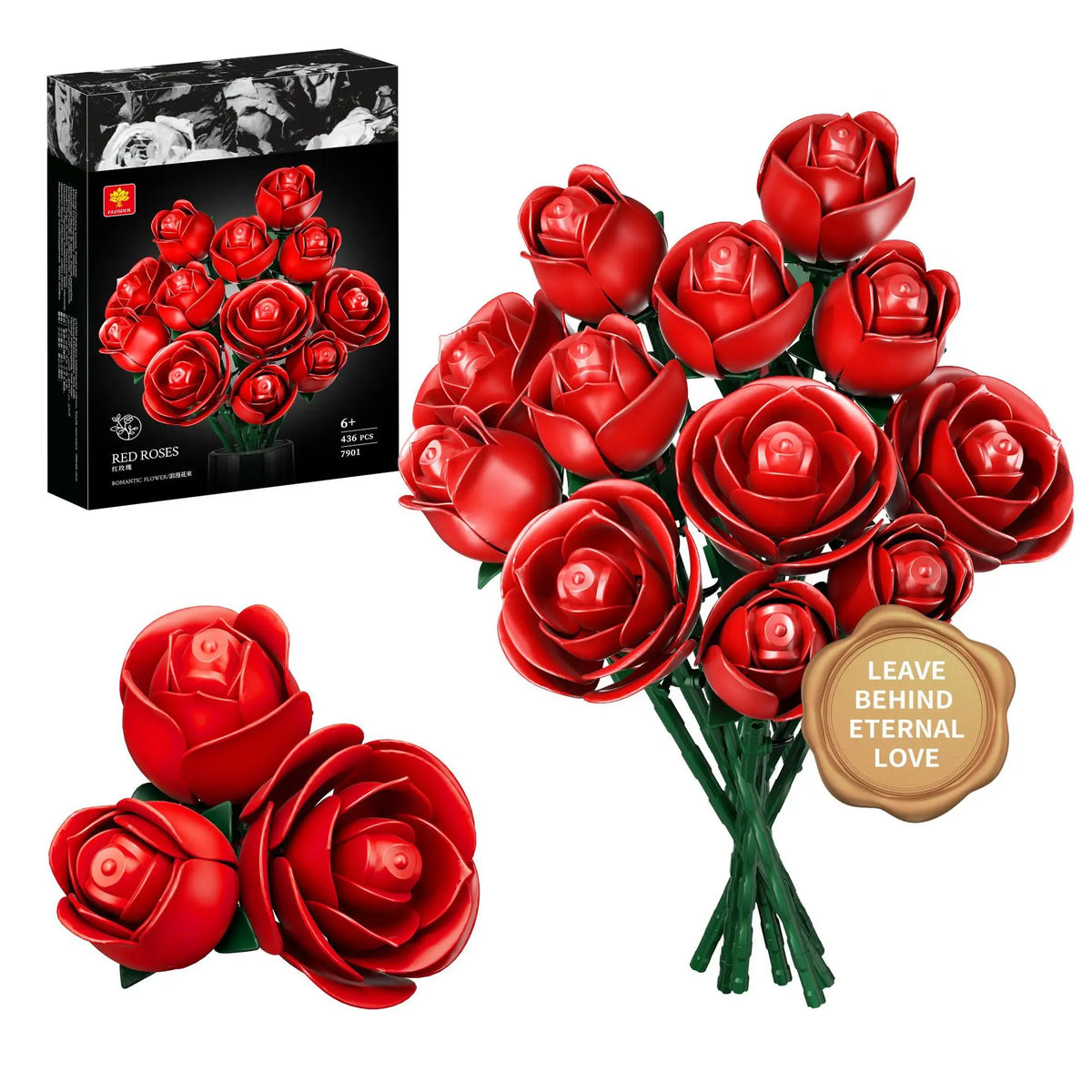 436PCS Rose Bouquet Building Set