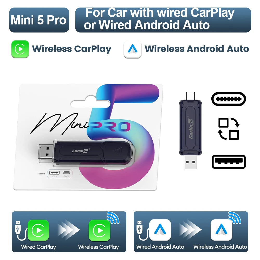 CarlinKit MINI 5 Wireless CarPlay Adapter