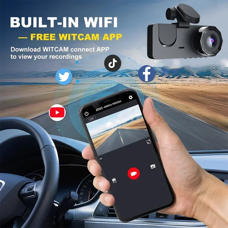 2/3 Channel WiFi Dash Cam – Front, Interior & Rear